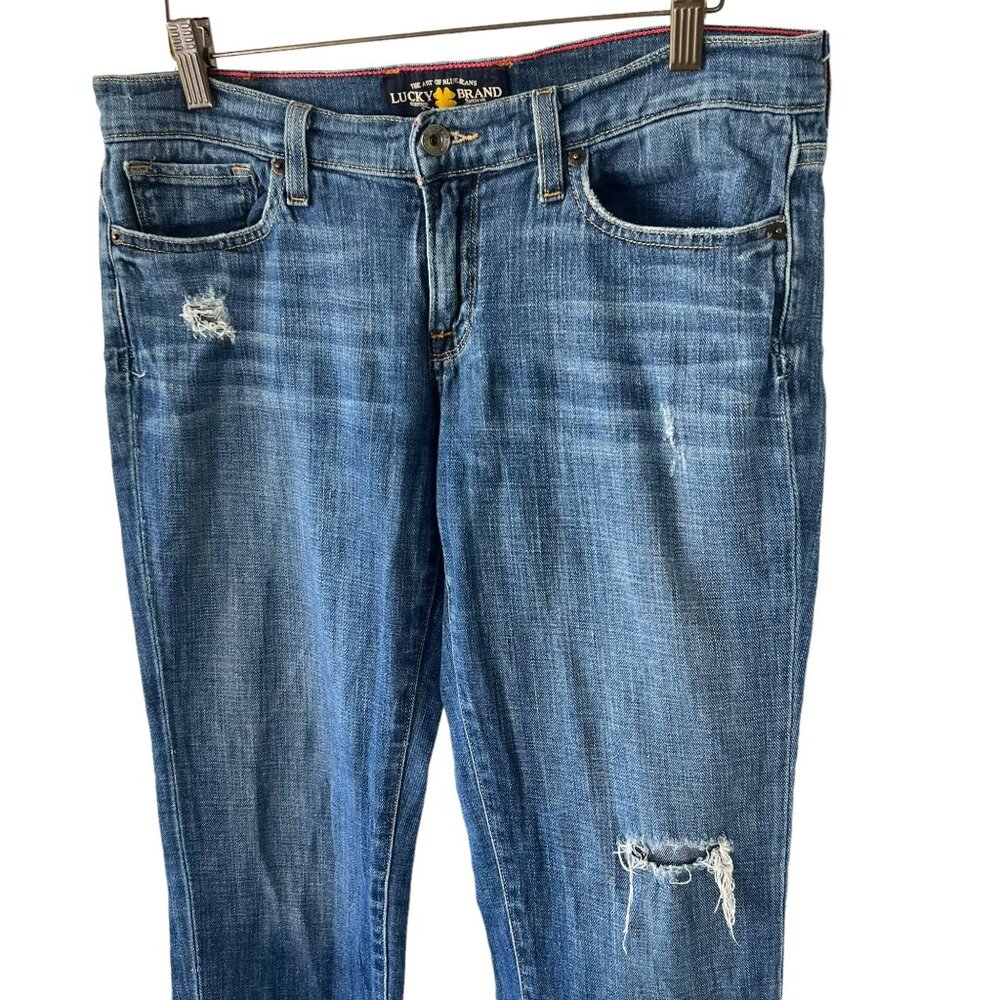 Lucky Brand Charlie Capri Distressed Medium Wash Medium Rise Skinny Jeans 8 - Picture 2 of 12